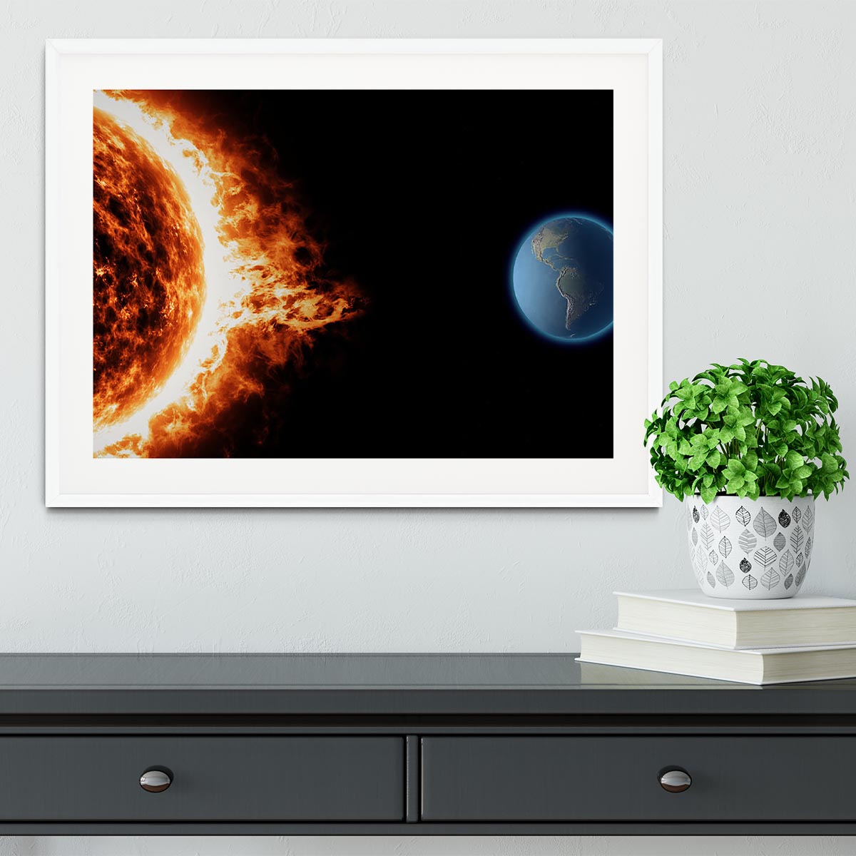 Sun earth space universe solar storm Framed Print - Canvas Art Rocks - 5