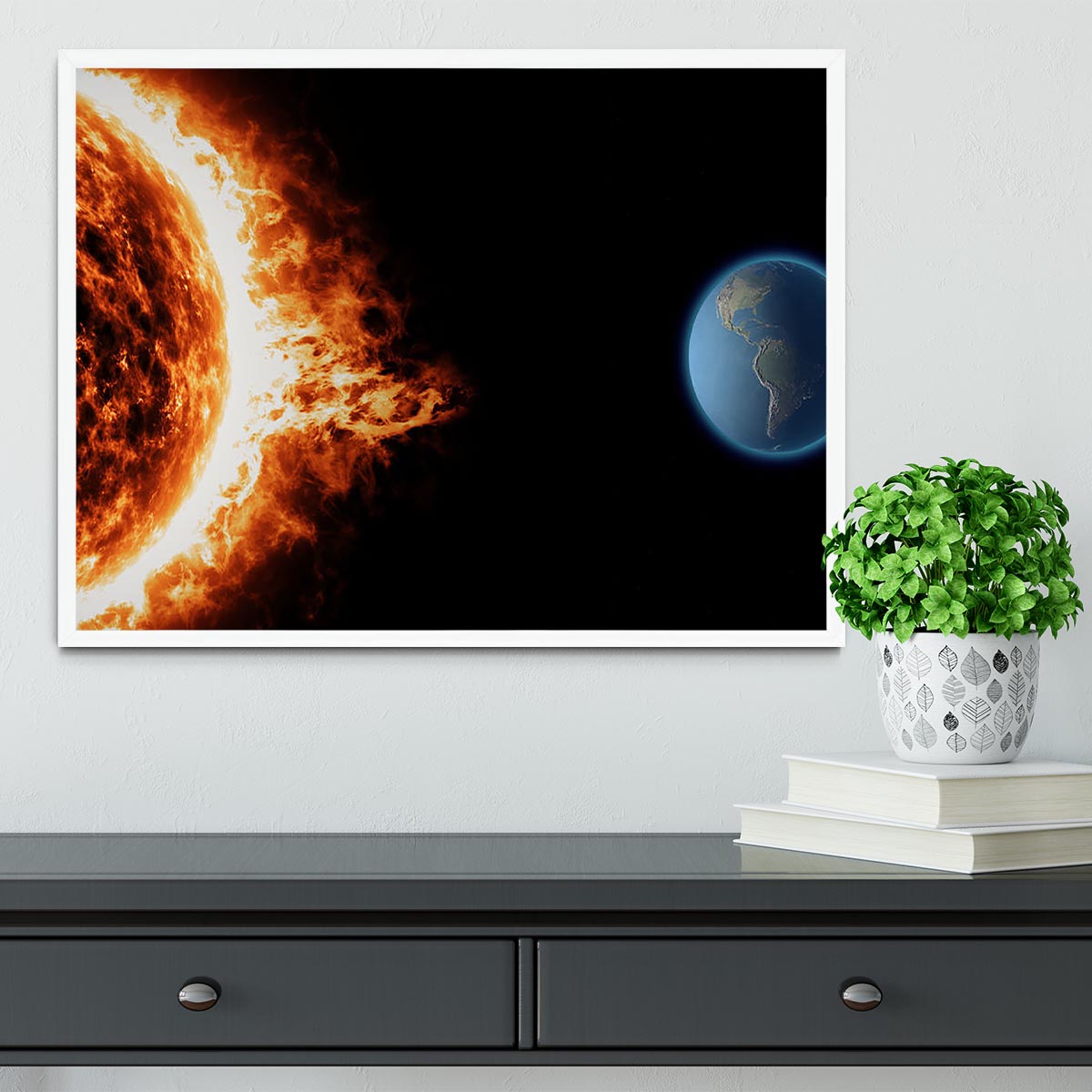Sun earth space universe solar storm Framed Print - Canvas Art Rocks -6