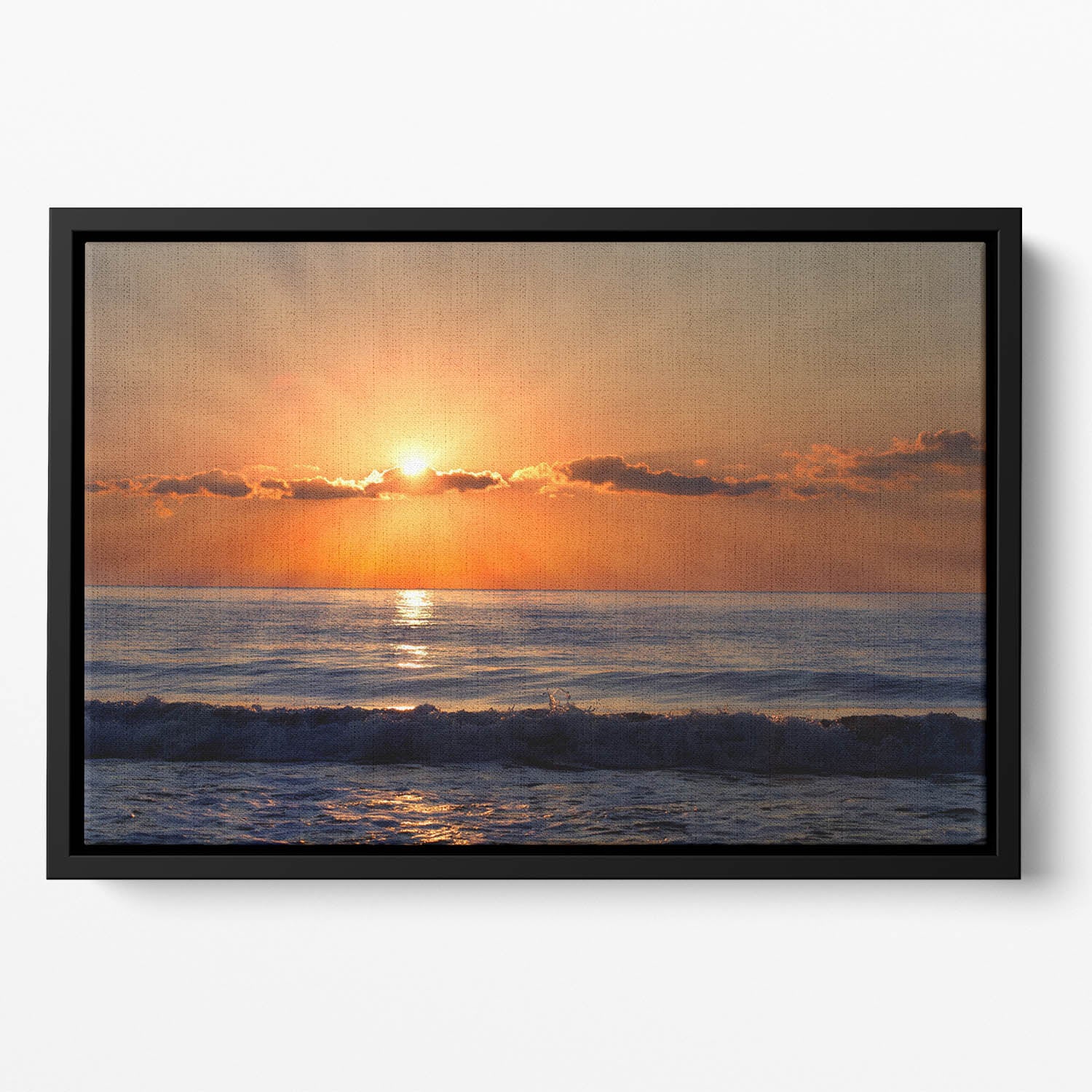 Sun rays over the bulgarian Black sea Floating Framed Canvas