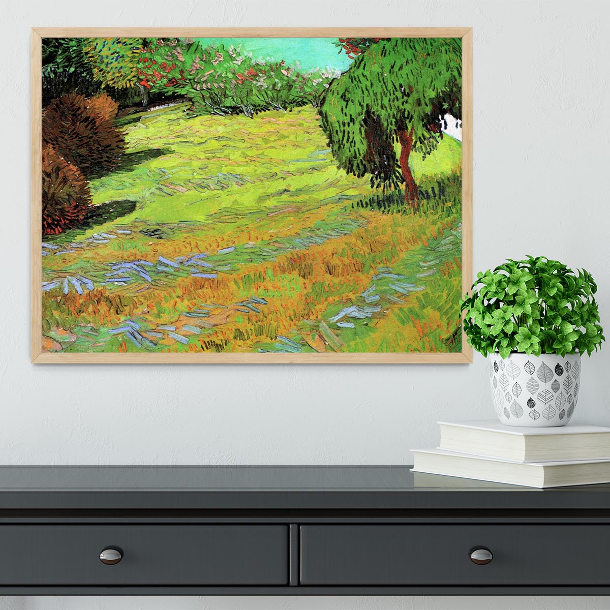 Sunny Lawn in a Public Park by Van Gogh Framed Print - Canvas Art Rocks - 4
