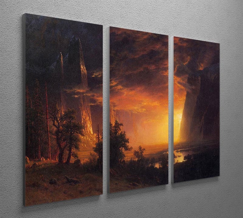Sunrise in Yosemite Valley by Bierstadt 3 Split Panel Canvas Print - Canvas Art Rocks - 2