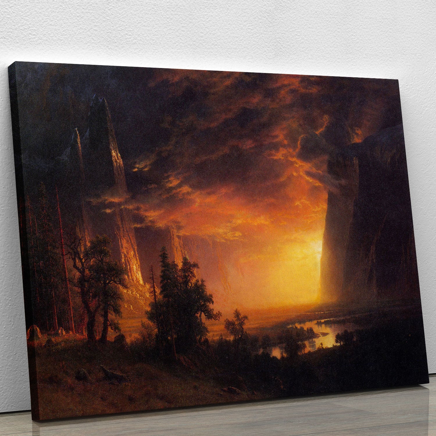 Sunrise in Yosemite Valley by Bierstadt Canvas Print or Poster - Canvas Art Rocks - 1