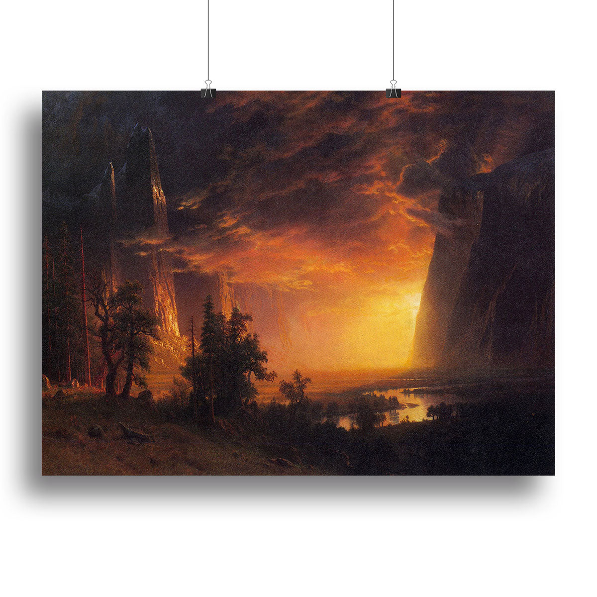 Sunrise in Yosemite Valley by Bierstadt Canvas Print or Poster - Canvas Art Rocks - 2