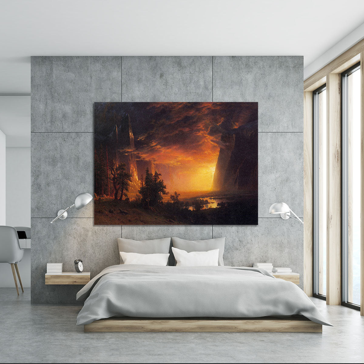 Sunrise in Yosemite Valley by Bierstadt Canvas Print or Poster - Canvas Art Rocks - 5