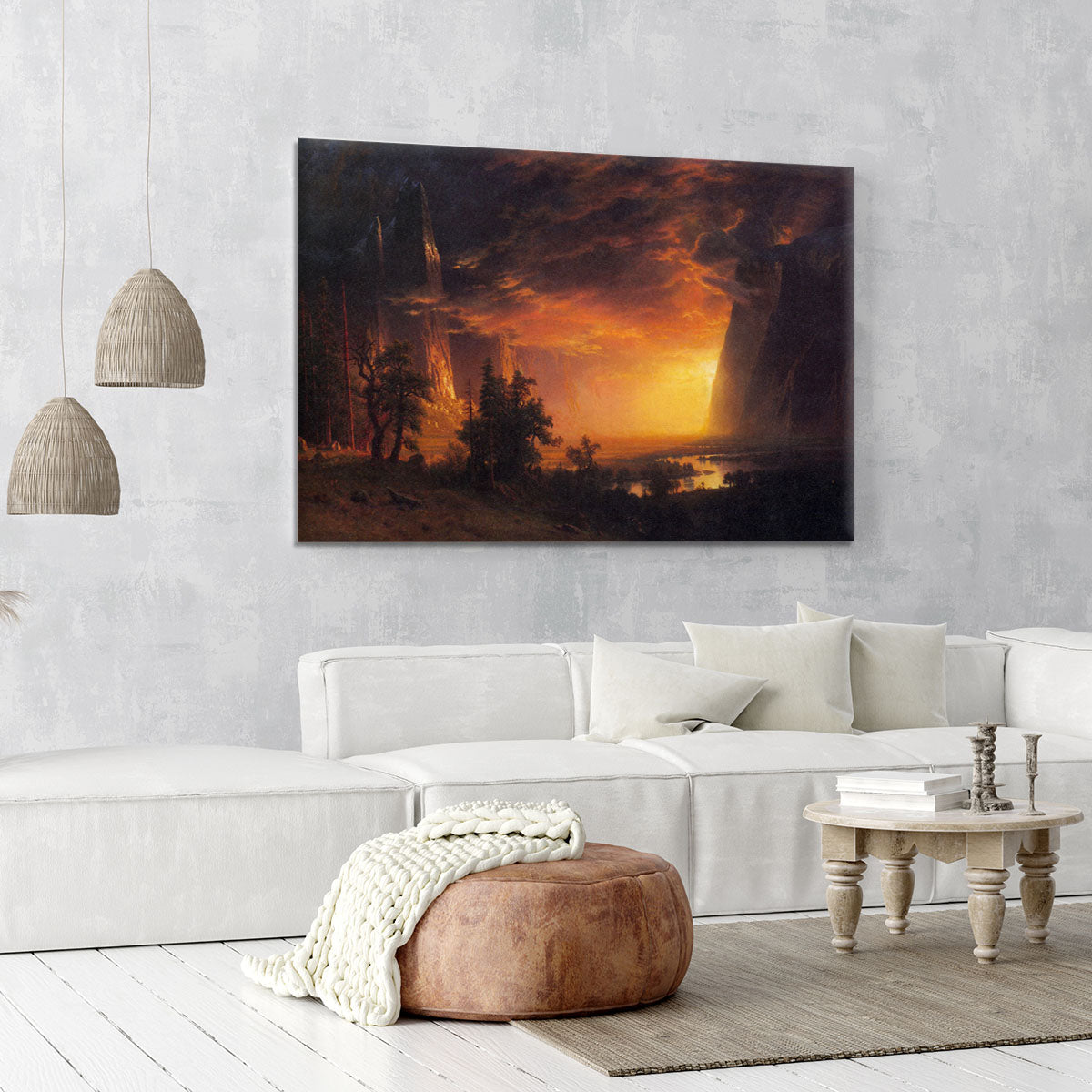 Sunrise in Yosemite Valley by Bierstadt Canvas Print or Poster - Canvas Art Rocks - 6