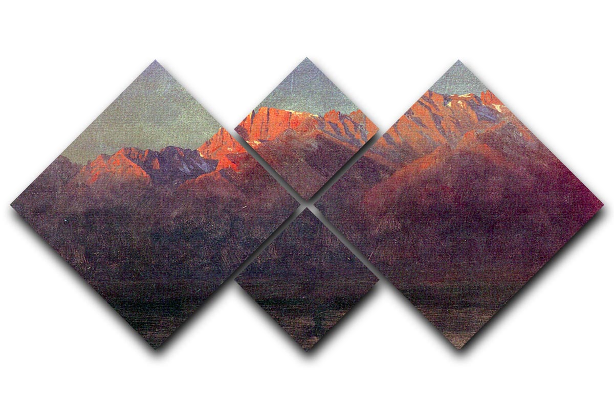 Sunrise in the Sierras by Bierstadt 4 Square Multi Panel Canvas - Canvas Art Rocks - 1
