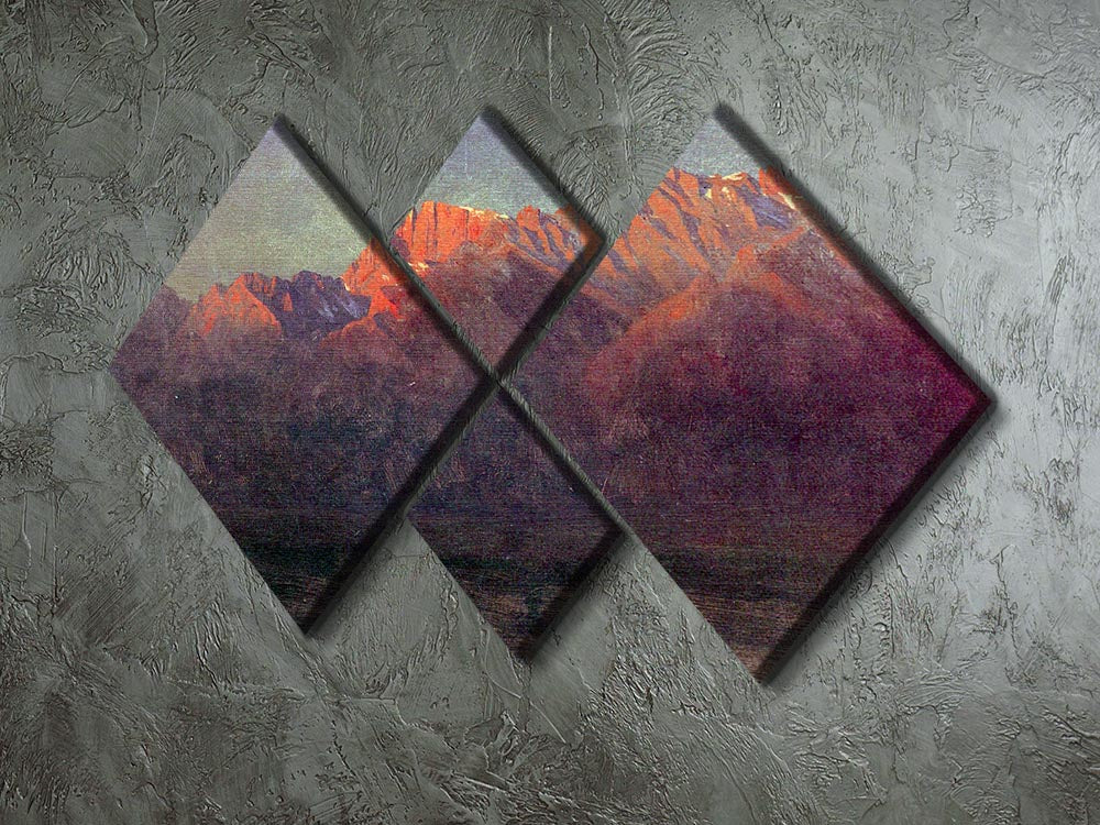 Sunrise in the Sierras by Bierstadt 4 Square Multi Panel Canvas - Canvas Art Rocks - 2