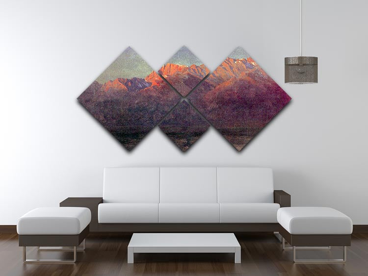 Sunrise in the Sierras by Bierstadt 4 Square Multi Panel Canvas - Canvas Art Rocks - 3