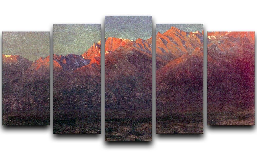 Sunrise in the Sierras by Bierstadt 5 Split Panel Canvas - Canvas Art Rocks - 1