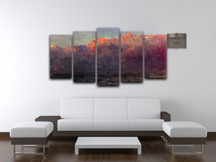 Sunrise in the Sierras by Bierstadt 5 Split Panel Canvas - Canvas Art Rocks - 3