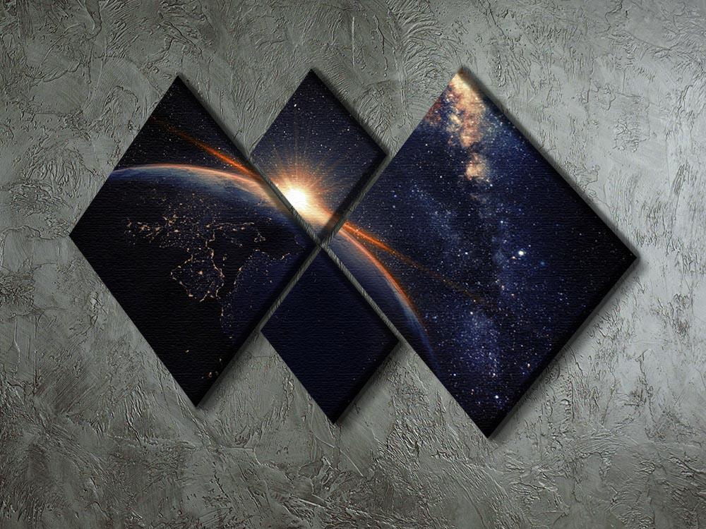 Sunrise seen from space 4 Square Multi Panel Canvas - Canvas Art Rocks - 2