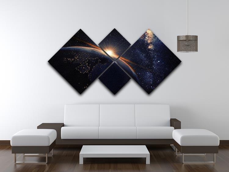 Sunrise seen from space 4 Square Multi Panel Canvas - Canvas Art Rocks - 3