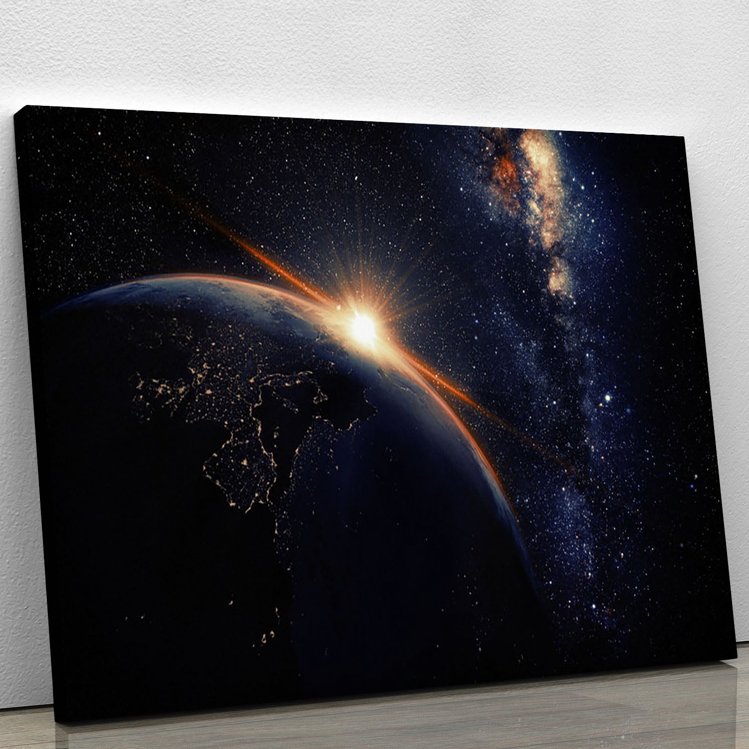 Sunrise seen from space Canvas Print or Poster - Canvas Art Rocks - 1