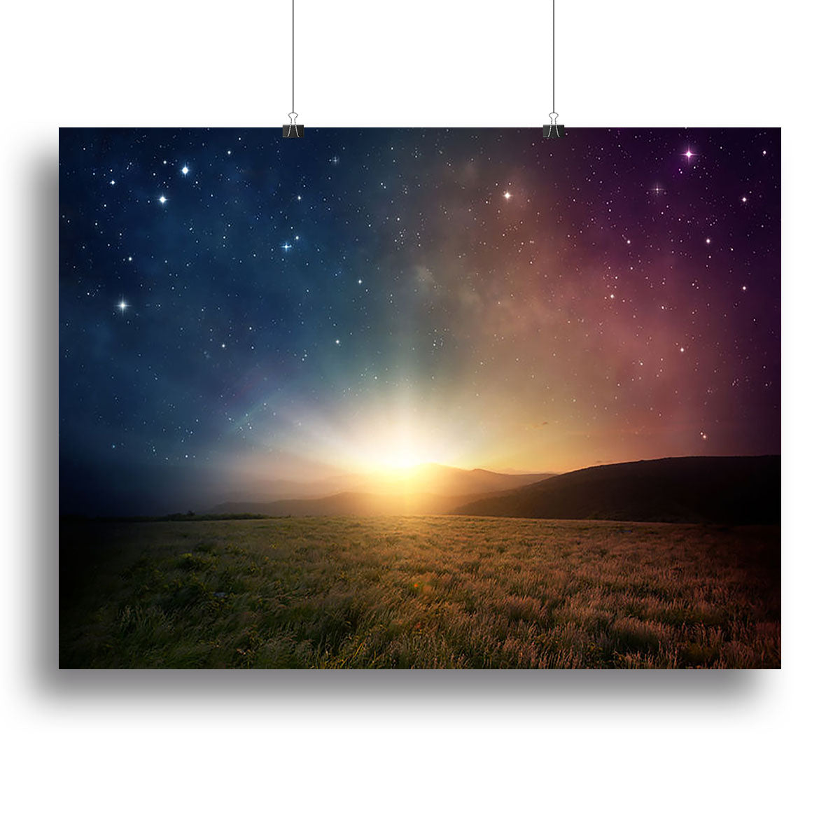 Sunrise with stars and galaxy in night Canvas Print or Poster - Canvas Art Rocks - 2