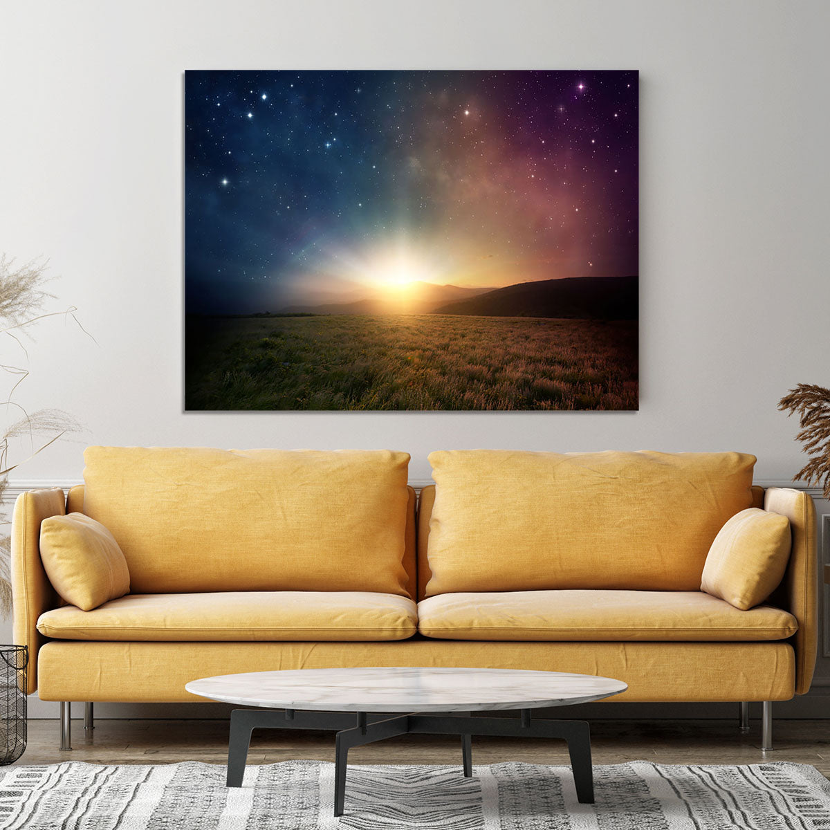 Sunrise with stars and galaxy in night Canvas Print or Poster - Canvas Art Rocks - 4