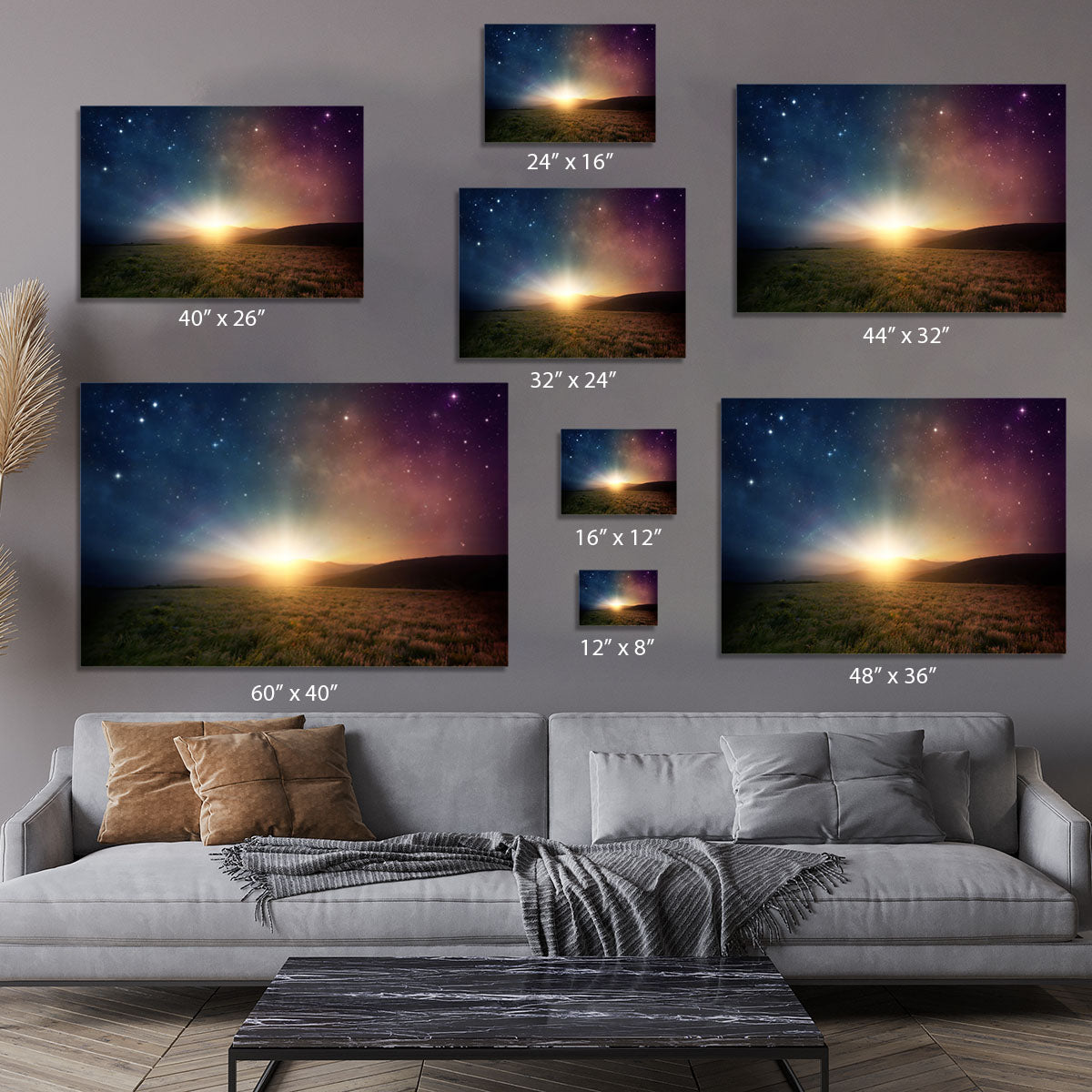Sunrise with stars and galaxy in night Canvas Print or Poster - Canvas Art Rocks - 7