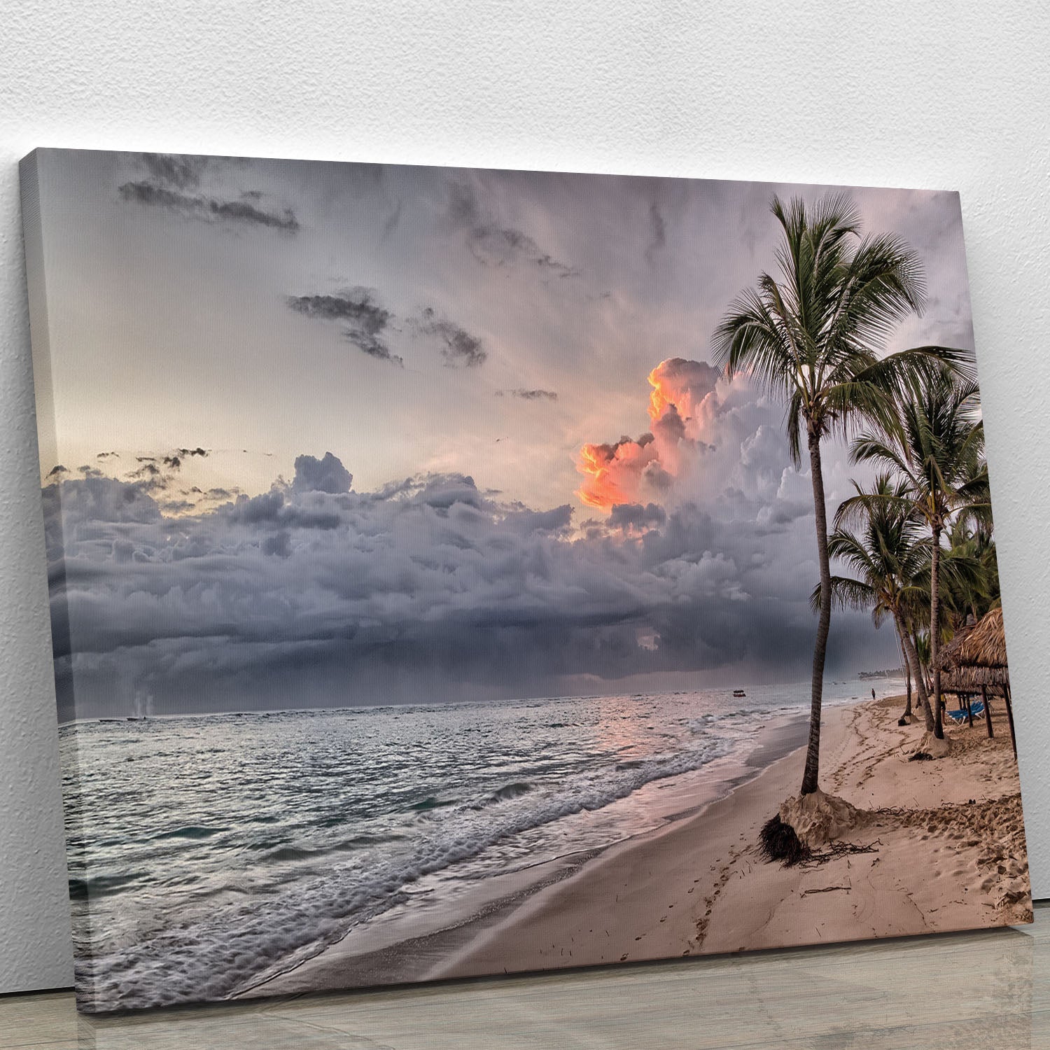 Sunset Beach Palm Tree Canvas Print or Poster - Canvas Art Rocks - 1