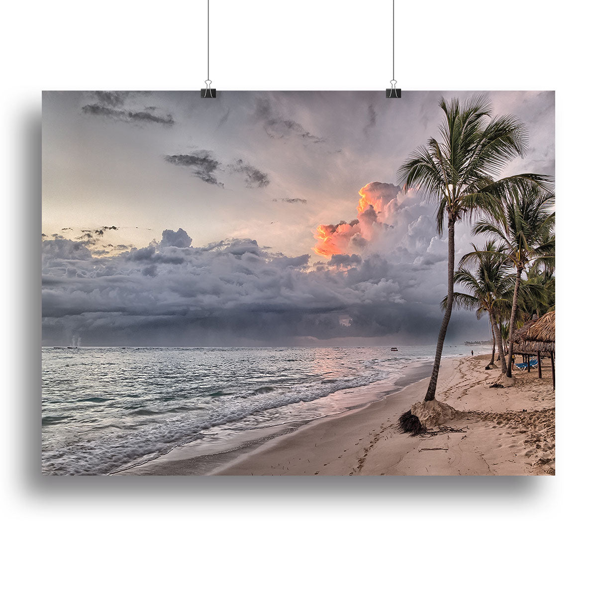 Sunset Beach Palm Tree Canvas Print or Poster - Canvas Art Rocks - 2