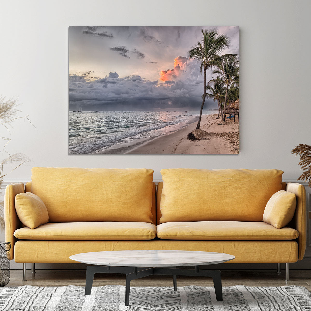 Sunset Beach Palm Tree Canvas Print or Poster - Canvas Art Rocks - 4