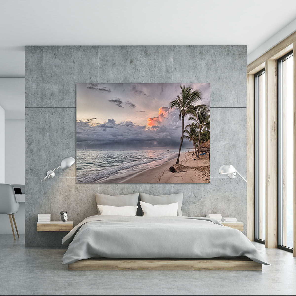 Sunset Beach Palm Tree Canvas Print or Poster - Canvas Art Rocks - 5