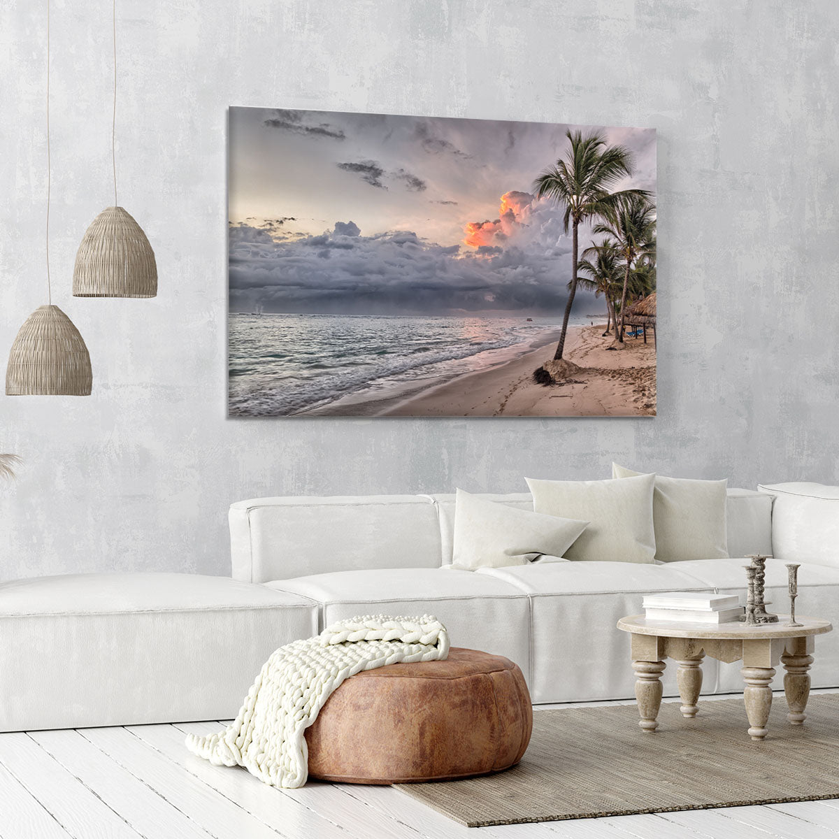 Sunset Beach Palm Tree Canvas Print or Poster - Canvas Art Rocks - 6