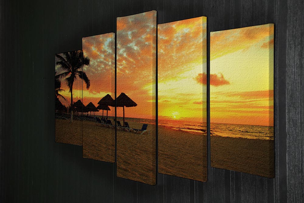 Sunset Scene at Tropical Beach 5 Split Panel Canvas - Canvas Art Rocks - 2