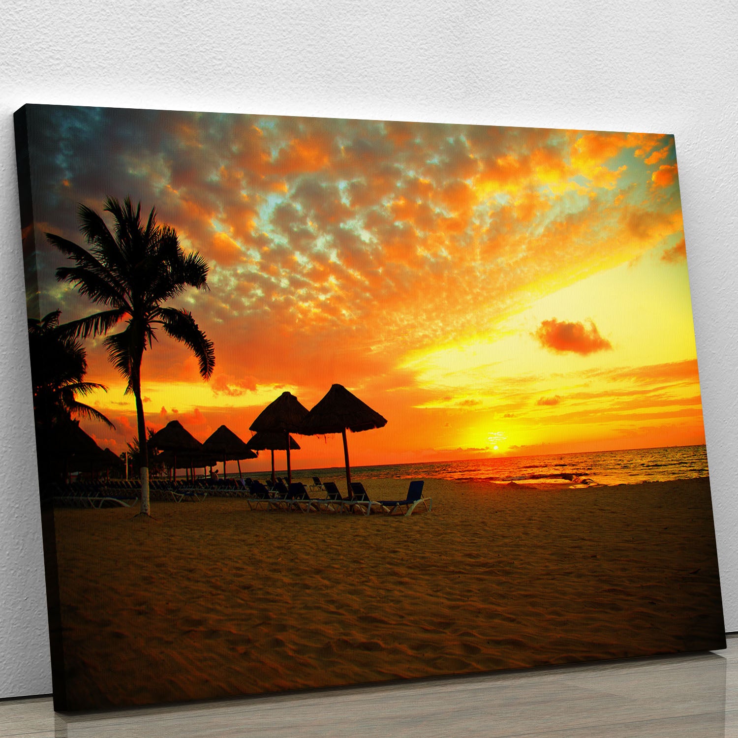 Sunset Scene at Tropical Beach Canvas Print or Poster - Canvas Art Rocks - 1