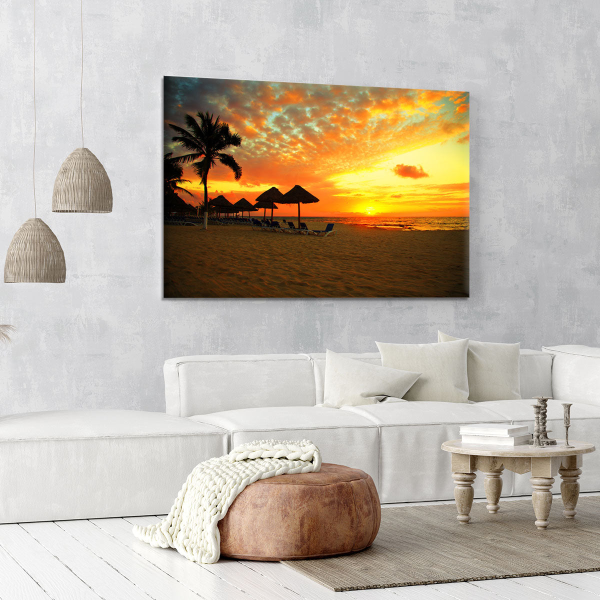 Sunset Scene at Tropical Beach Canvas Print or Poster - Canvas Art Rocks - 6