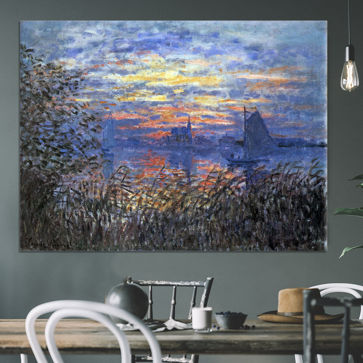 Sunset on the Seine by Monet Canvas Print or Poster - Canvas Art Rocks - 3