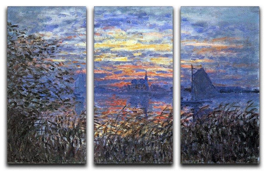 Sunset on the Seine by Monet Split Panel Canvas Print - Canvas Art Rocks - 4