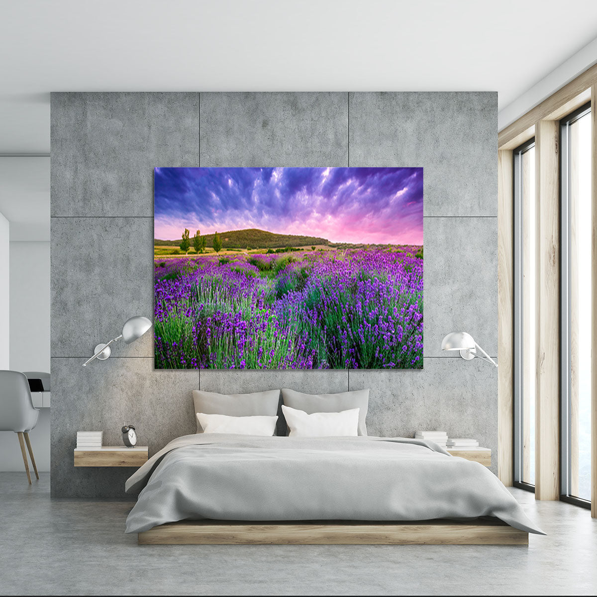 Sunset over a summer lavender field Canvas Print or Poster - Canvas Art Rocks - 5