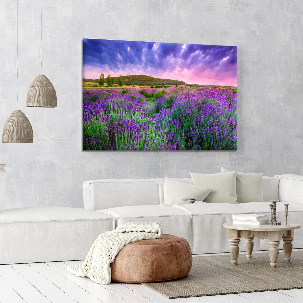 Sunset over a summer lavender field Canvas Print or Poster - Canvas Art Rocks - 6