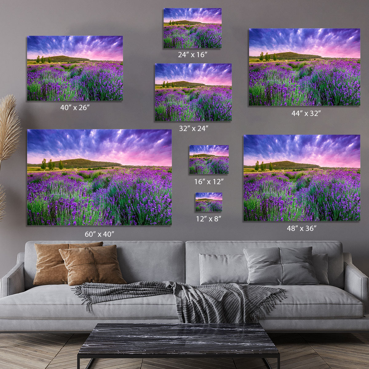 Sunset over a summer lavender field Canvas Print or Poster - Canvas Art Rocks - 7