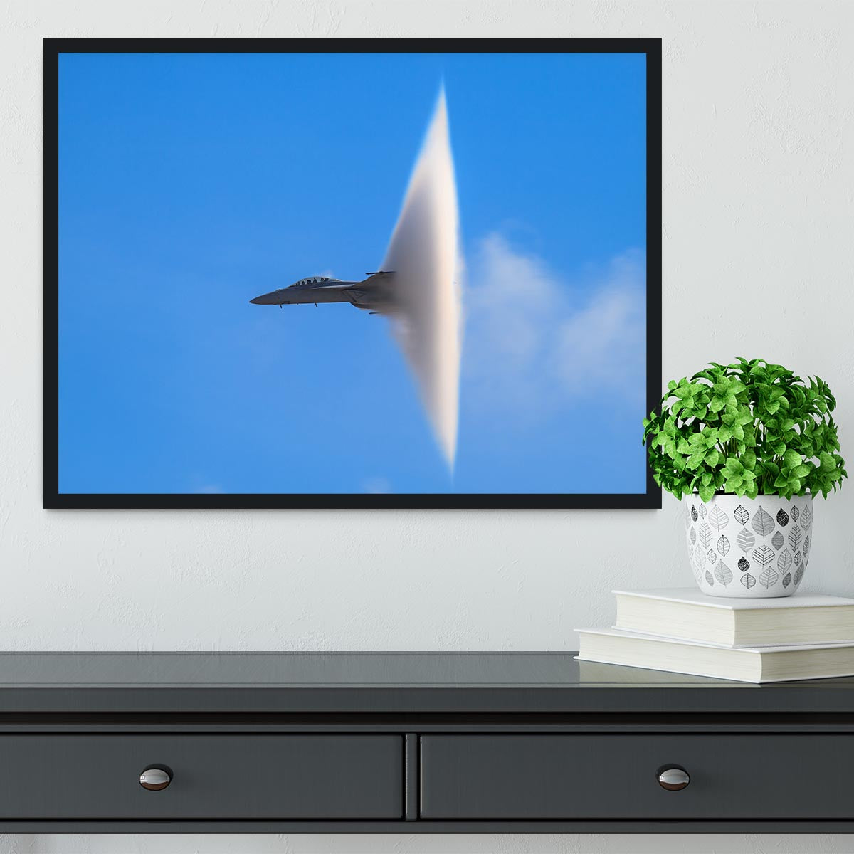 Super Hornet with transonic vapor cone Framed Print - Canvas Art Rocks - 2