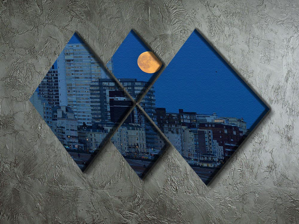 Super moon over Brighton 4 Square Multi Panel Canvas - Canvas Art Rocks - 2