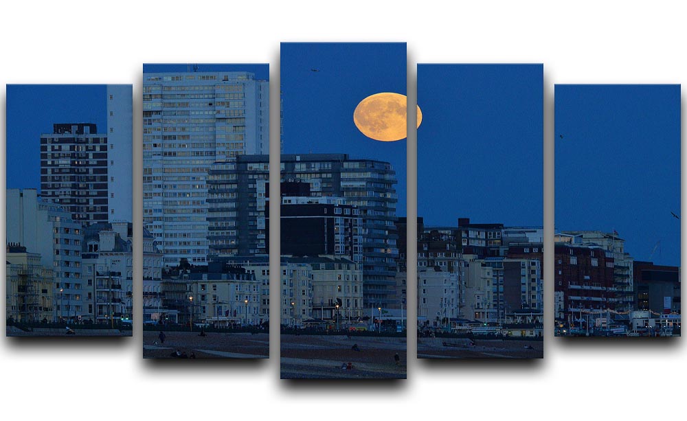 Super moon over Brighton 5 Split Panel Canvas - Canvas Art Rocks - 1