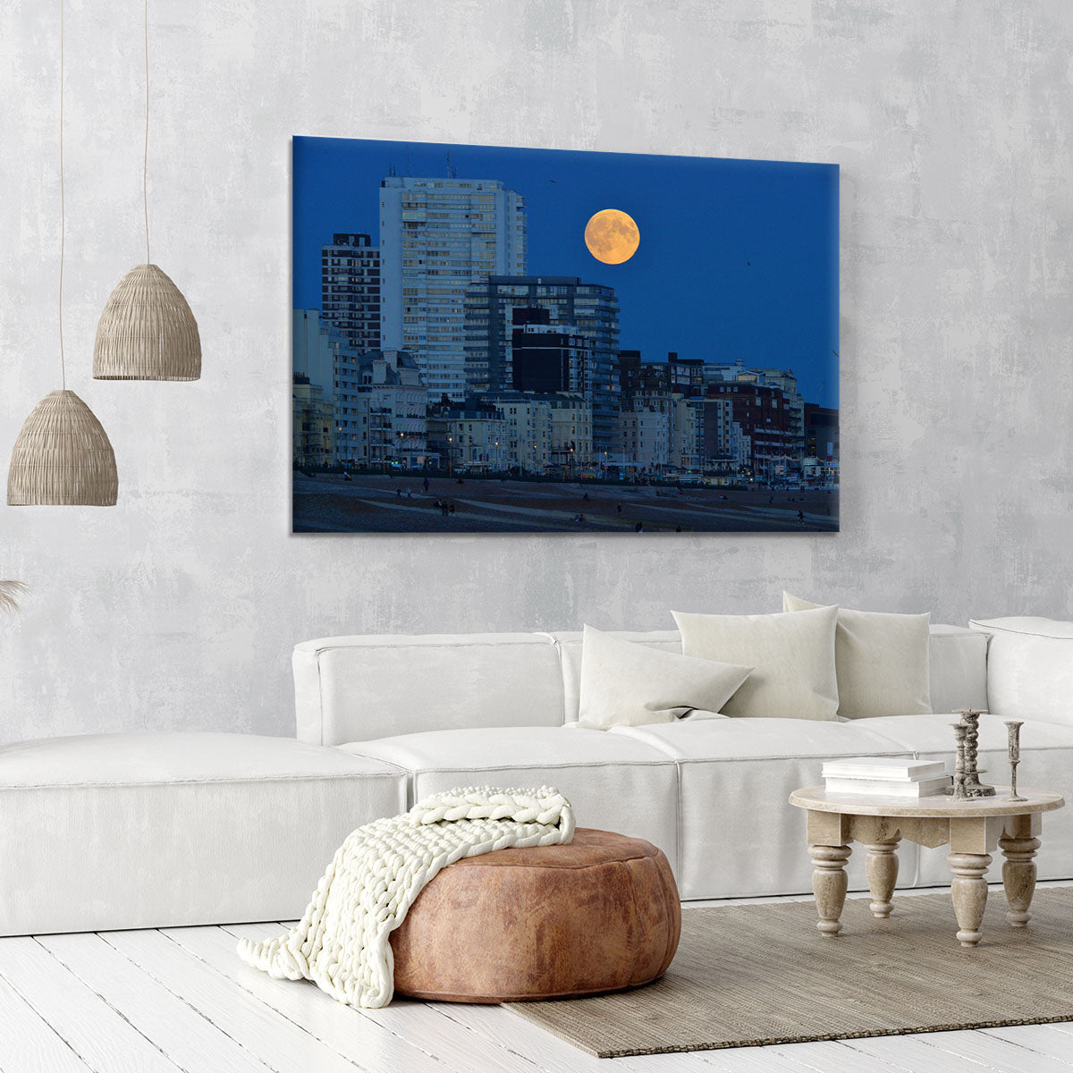 Super moon over Brighton Canvas Print or Poster - Canvas Art Rocks - 6