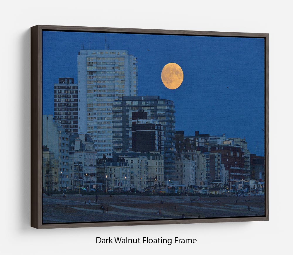 Super moon over Brighton Floating Frame Canvas - Canvas Art Rocks - 5