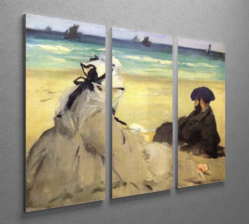 Sur la plage 1873 by Manet 3 Split Panel Canvas Print - Canvas Art Rocks - 2