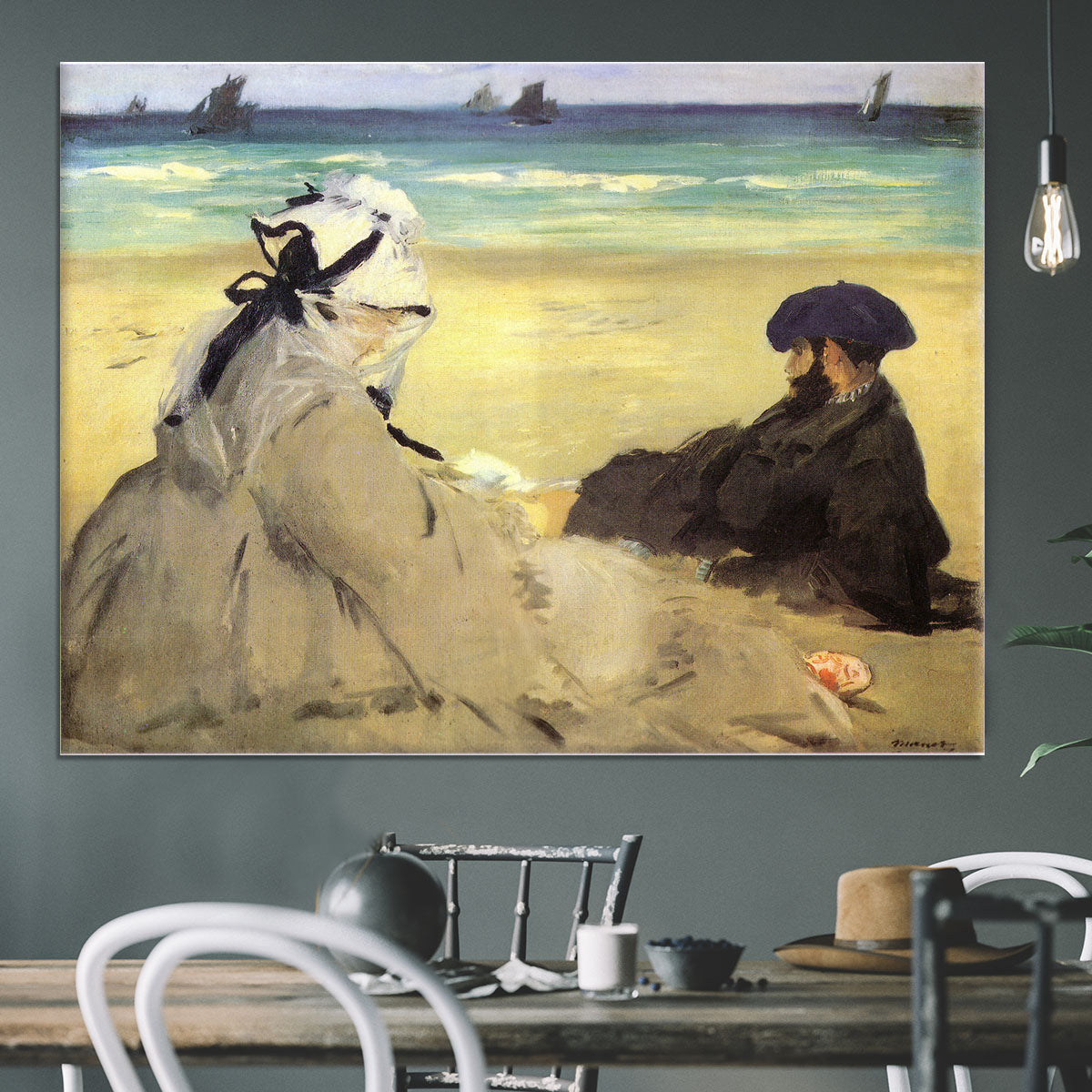 Sur la plage 1873 by Manet Canvas Print or Poster - Canvas Art Rocks - 3