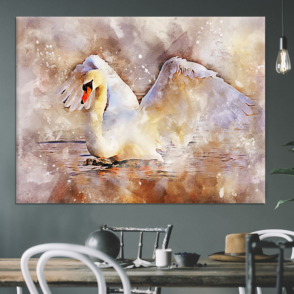 Swan Painting Canvas Print or Poster - Canvas Art Rocks - 3