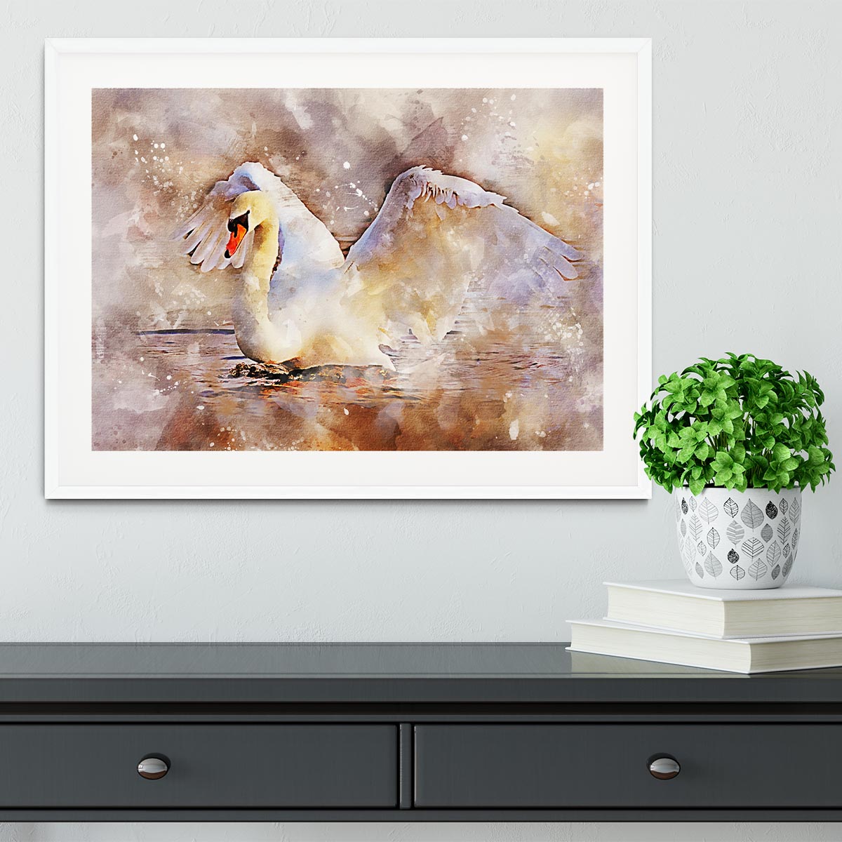 Swan Painting Framed Print - Canvas Art Rocks - 5
