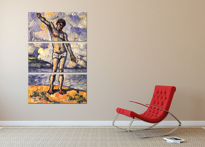 Swimmer with outstretched arms by Cezanne 3 Split Panel Canvas Print - Canvas Art Rocks - 2