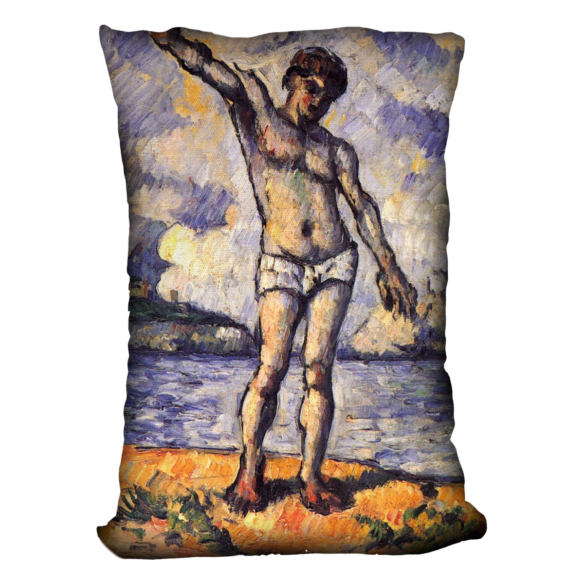 Swimmer with outstretched arms by Cezanne Cushion