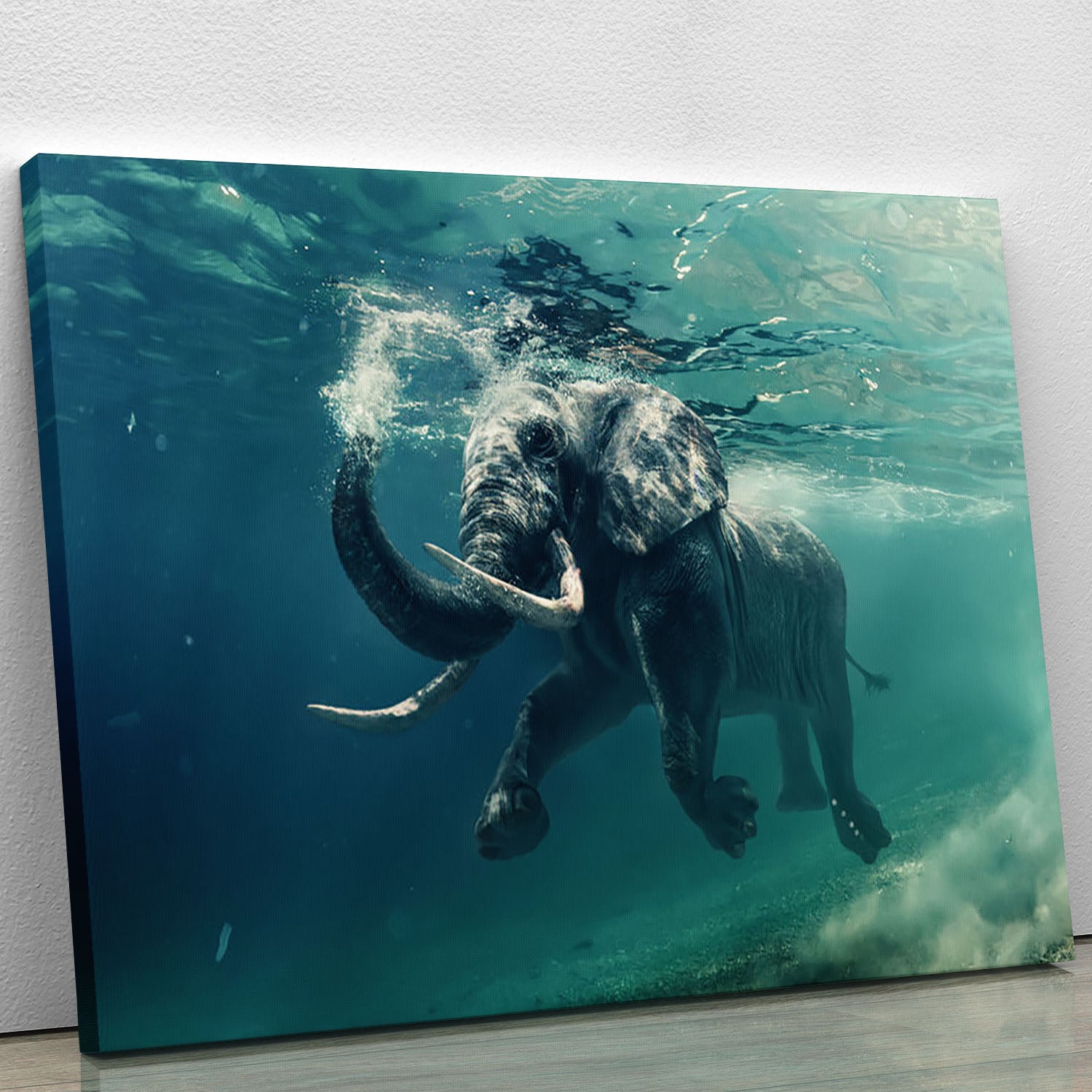 Swimming Elephant Underwater Canvas Print or Poster - Canvas Art Rocks - 1
