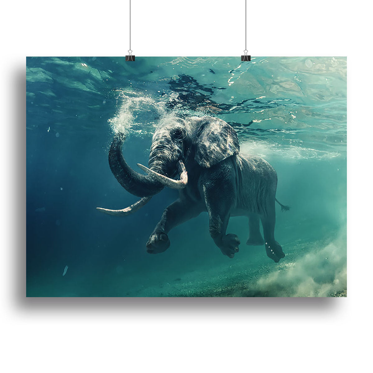 Swimming Elephant Underwater Canvas Print or Poster - Canvas Art Rocks - 2