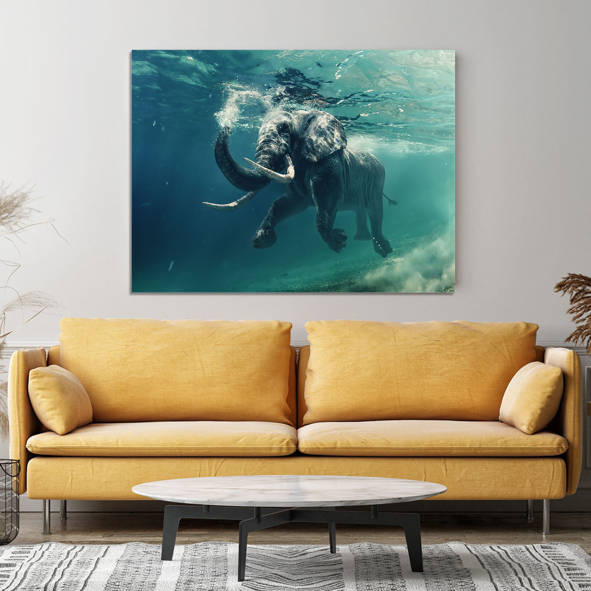 Swimming Elephant Underwater Canvas Print or Poster - Canvas Art Rocks - 4