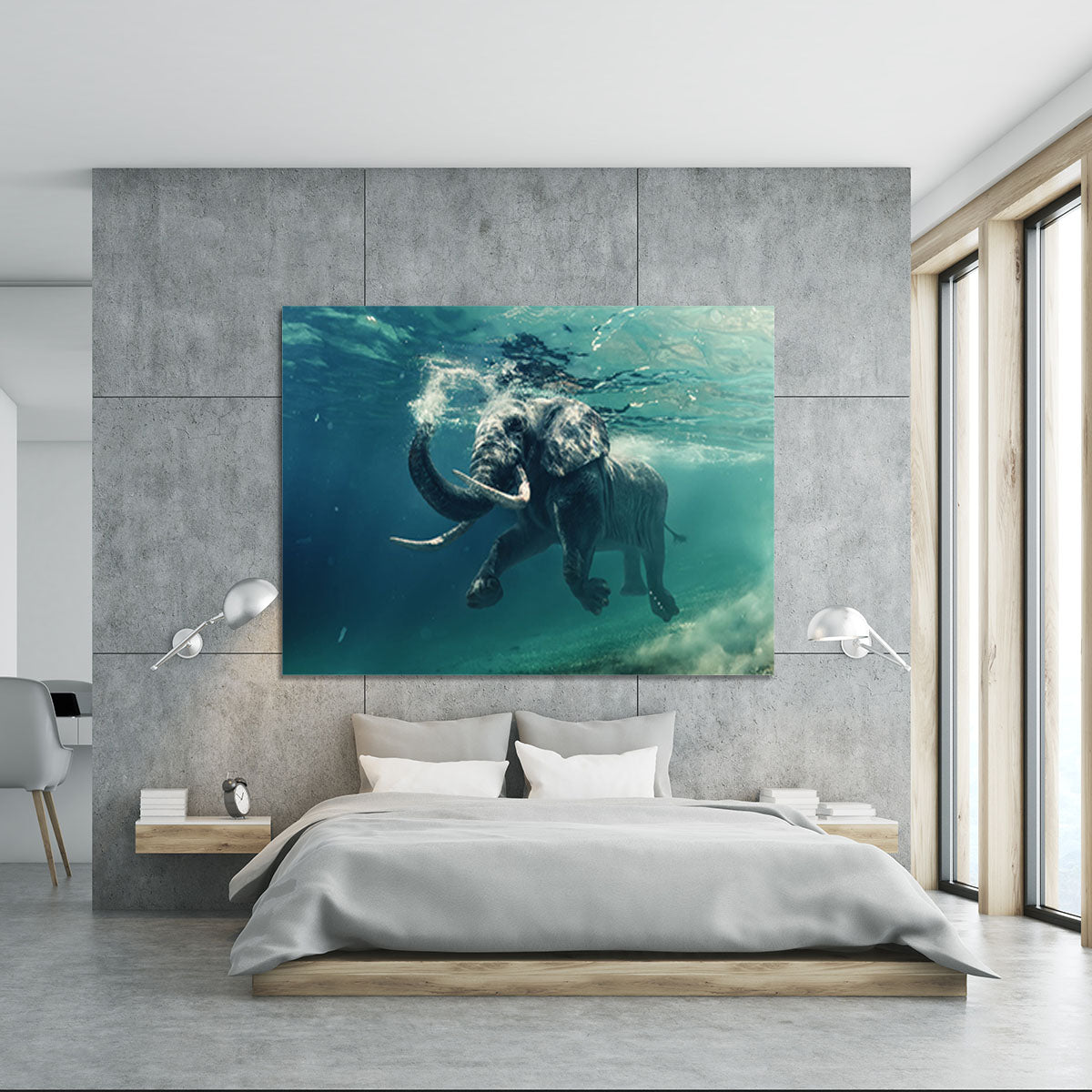 Swimming Elephant Underwater Canvas Print or Poster - Canvas Art Rocks - 5