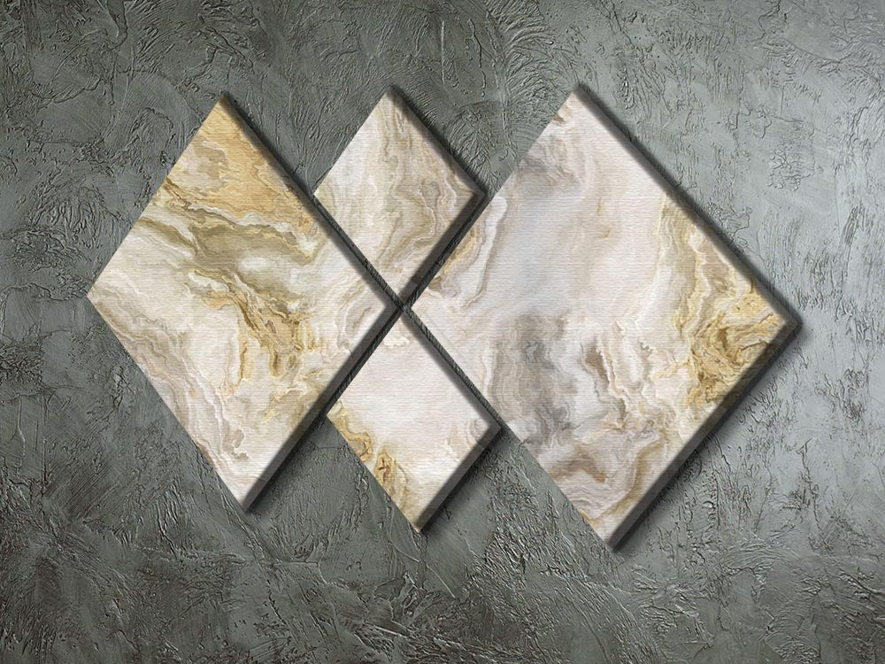 Swirled White Grey and Gold Marble 4 Square Multi Panel Canvas - Canvas Art Rocks - 2