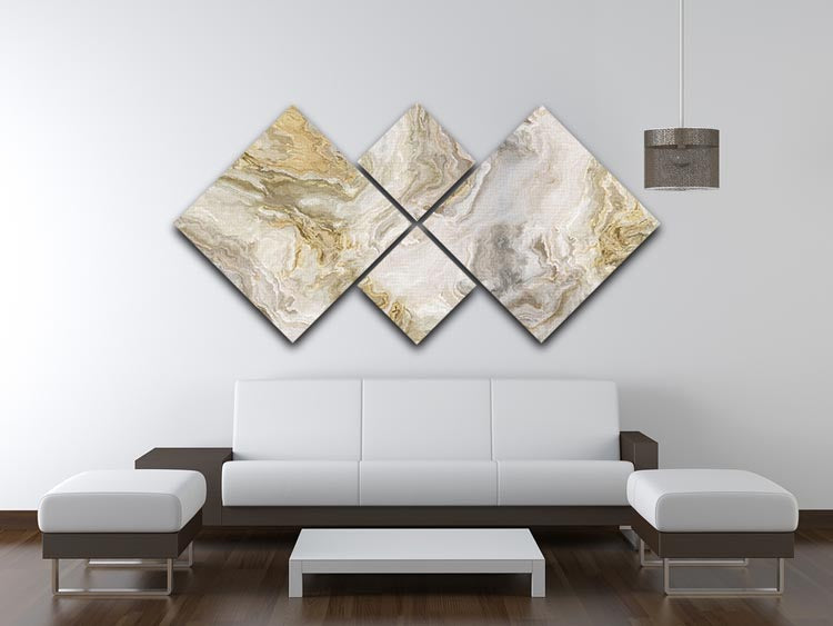 Swirled White Grey and Gold Marble 4 Square Multi Panel Canvas - Canvas Art Rocks - 3